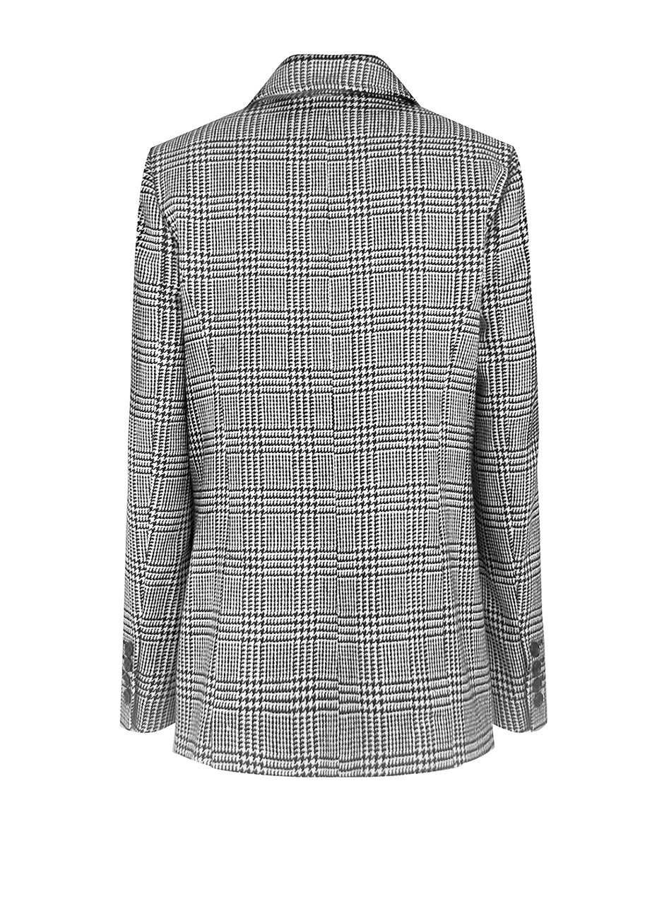 Cashmere Riding Blazer - Black/White Plaid Pink Tartan