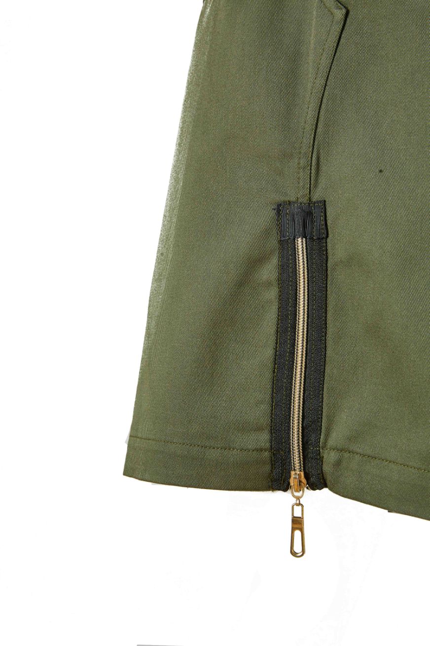 Twill Military Skirt - Green Pink Tartan