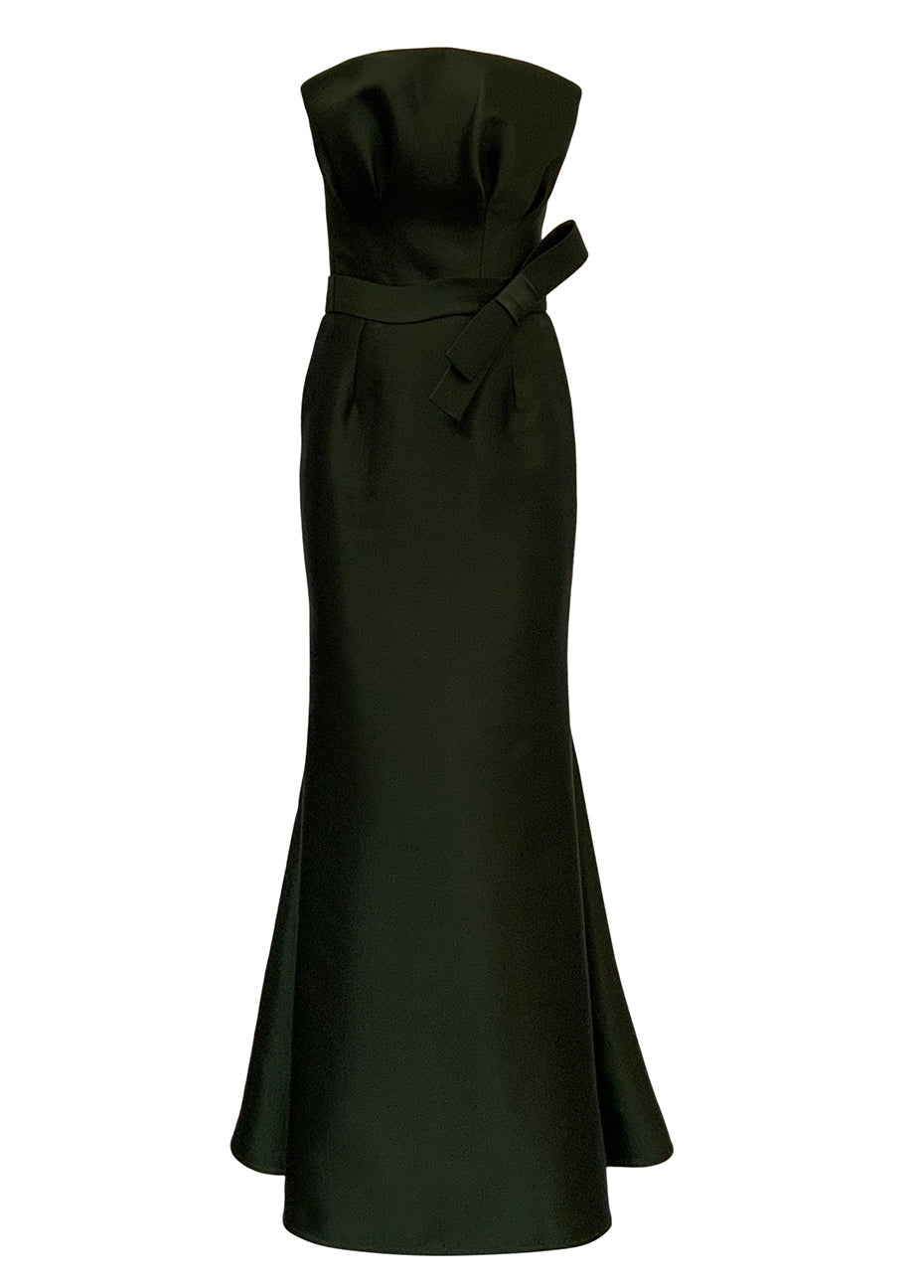 Strapless Mermaid Gown - Hunter Green Pink Tartan