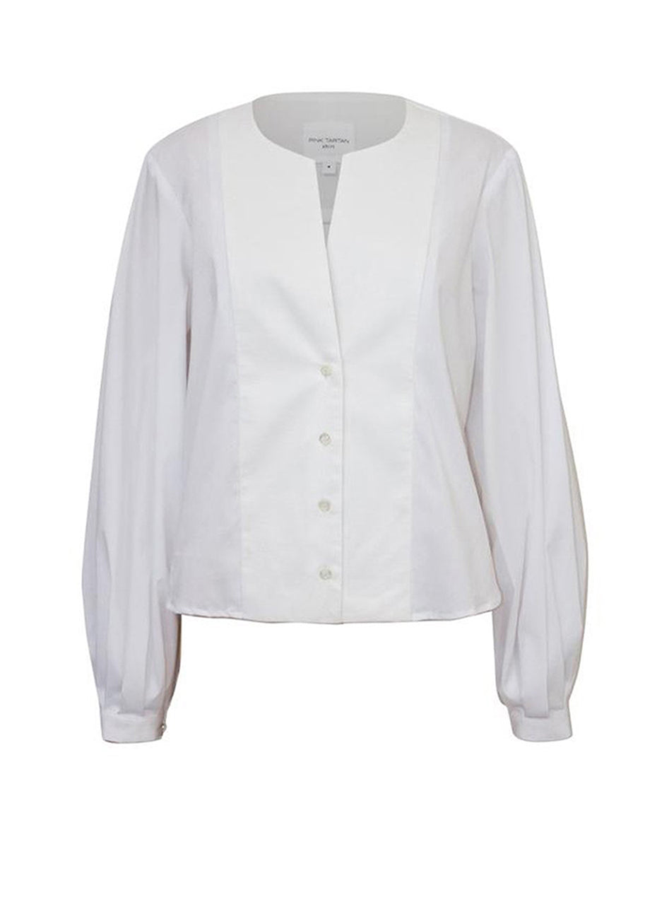 Poet Sleeve Shirt - Cream/White Pink Tartan