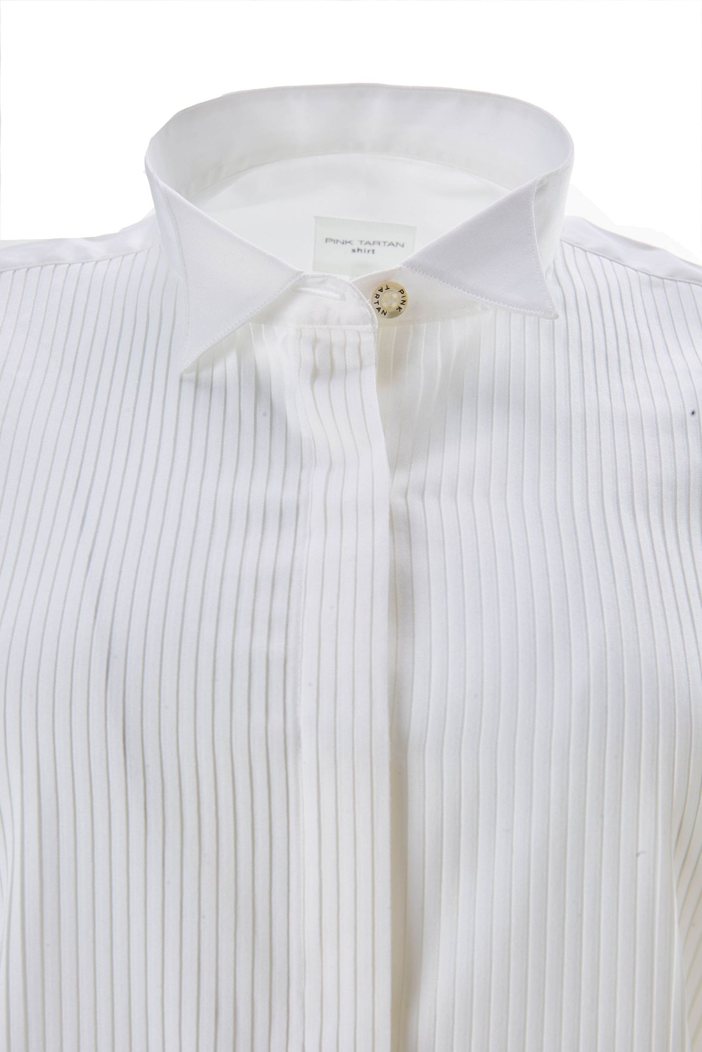 Short Sleeve Tuxedo Shirt - White Pink Tartan