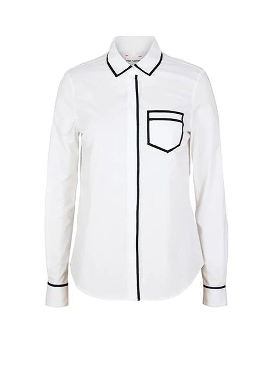 Stretch Poplin Trompe L'Oeil Shirt - White/Black Pink Tartan