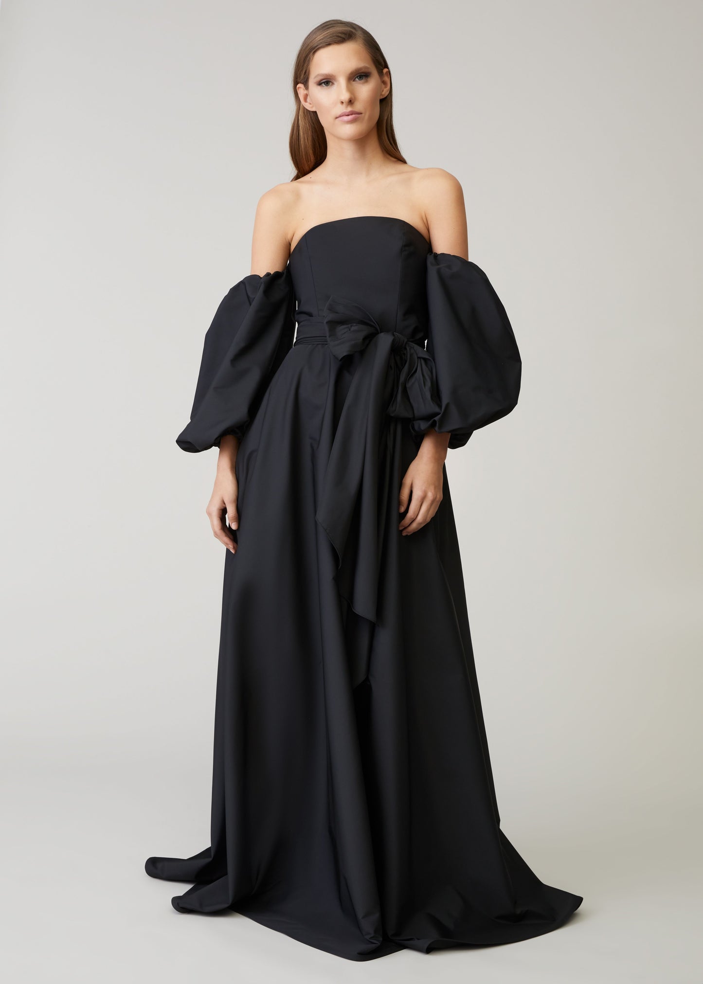 Taffeta Removable Sleeve Gown - Black Pink Tartan