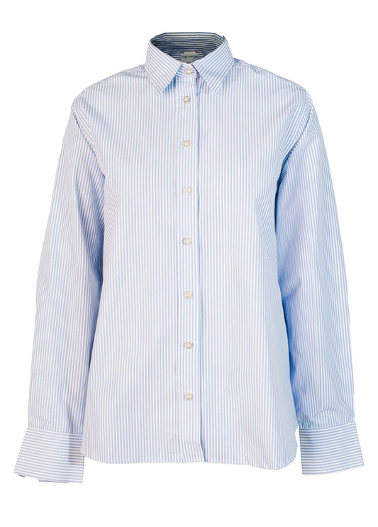 Relaxed Button Down Shirt - Blue Stripe