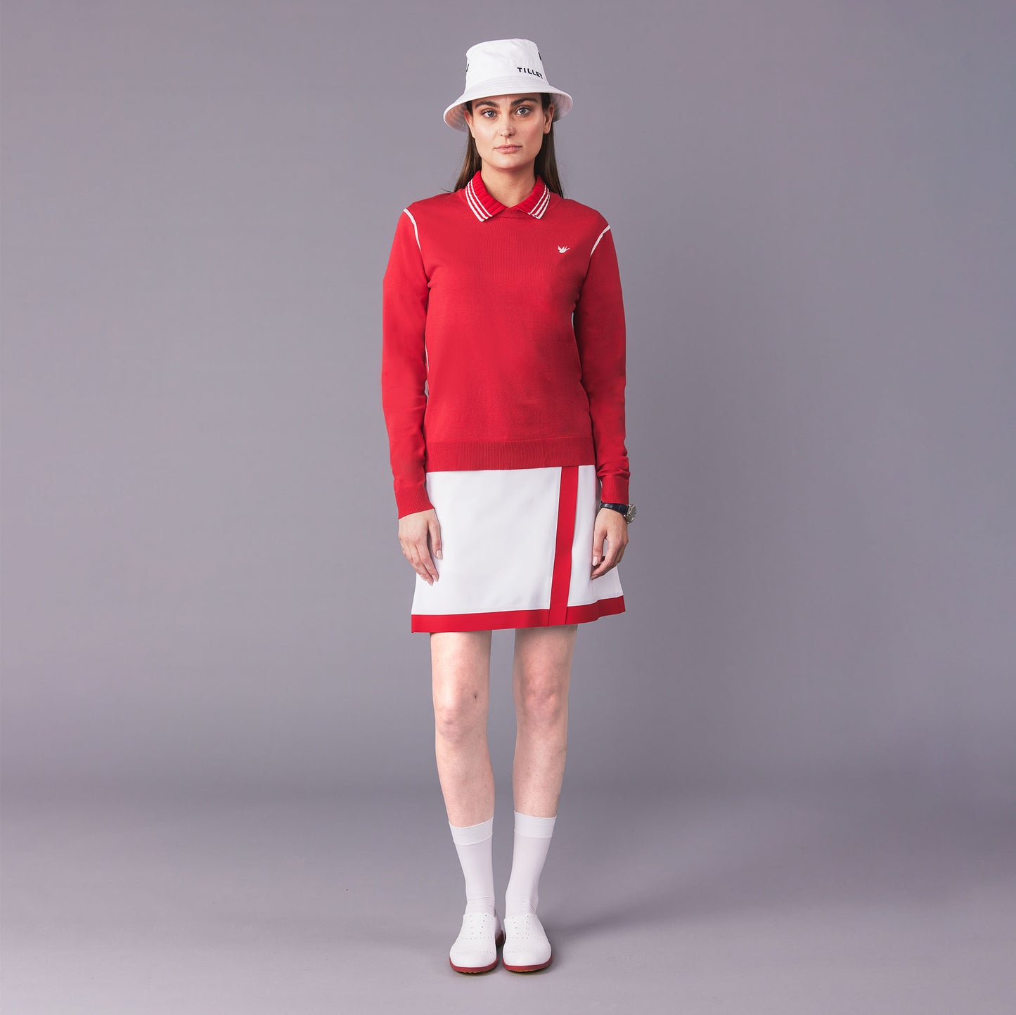 Pleated Collar Polo - Red