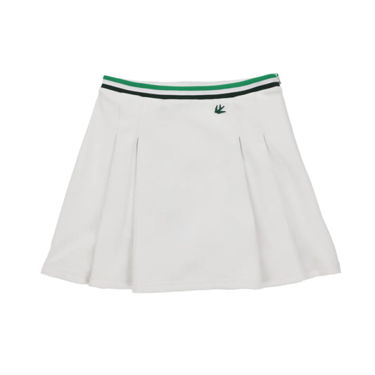 Striped Airloft Pleated Skirt - White/Sport Green