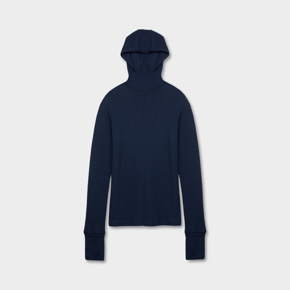 Merino Hooded Tee - Navy