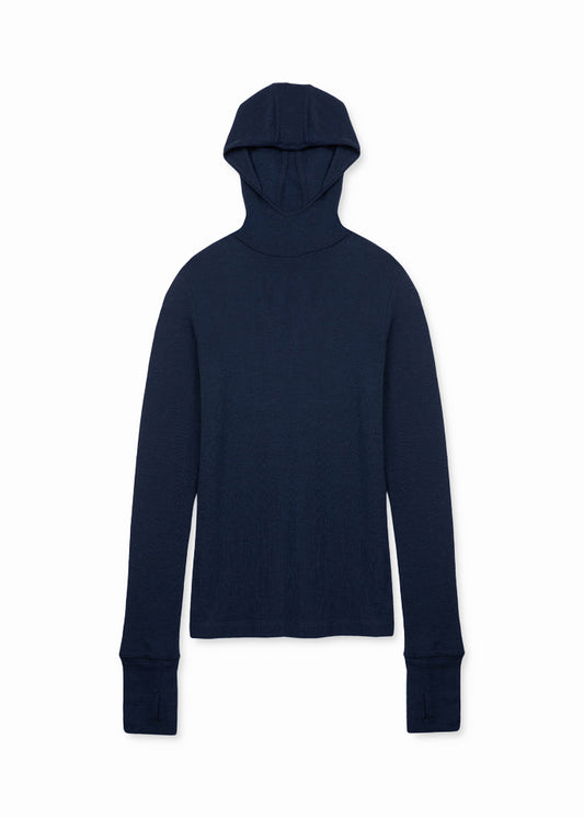 Merino Hooded Tee - Navy