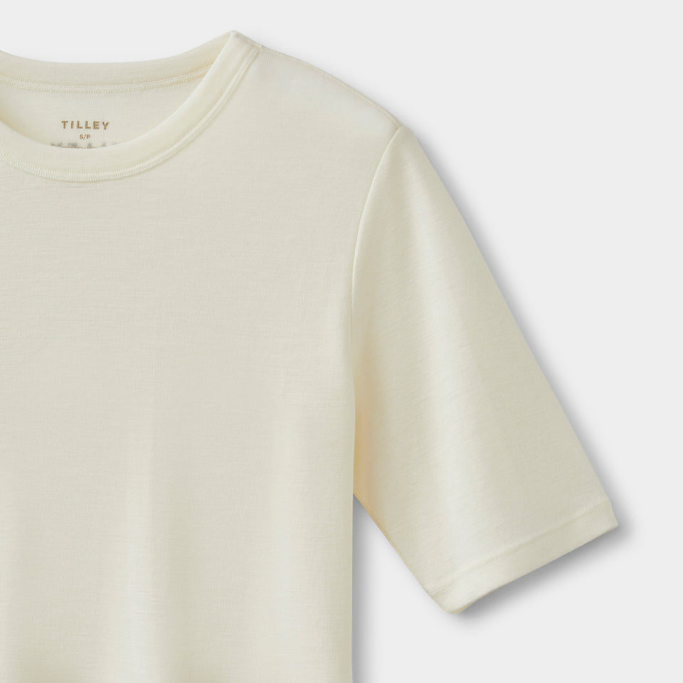 Merino Rib Fitted Tee - Off White