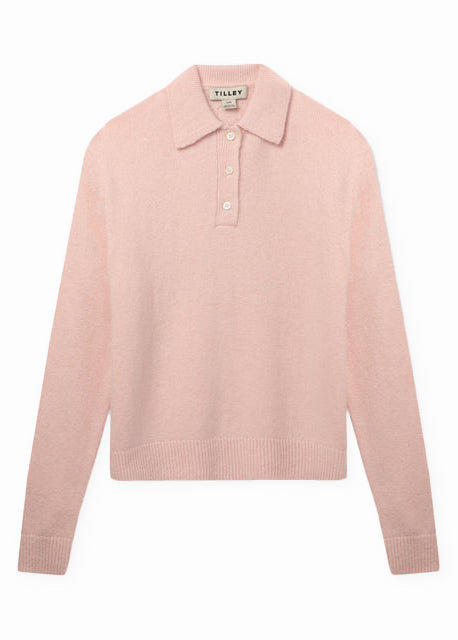 Merino Cashmere Polo - Light Pink