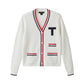 Contrast Bar Stripe Cardigan - White