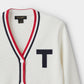 Contrast Bar Stripe Cardigan - White