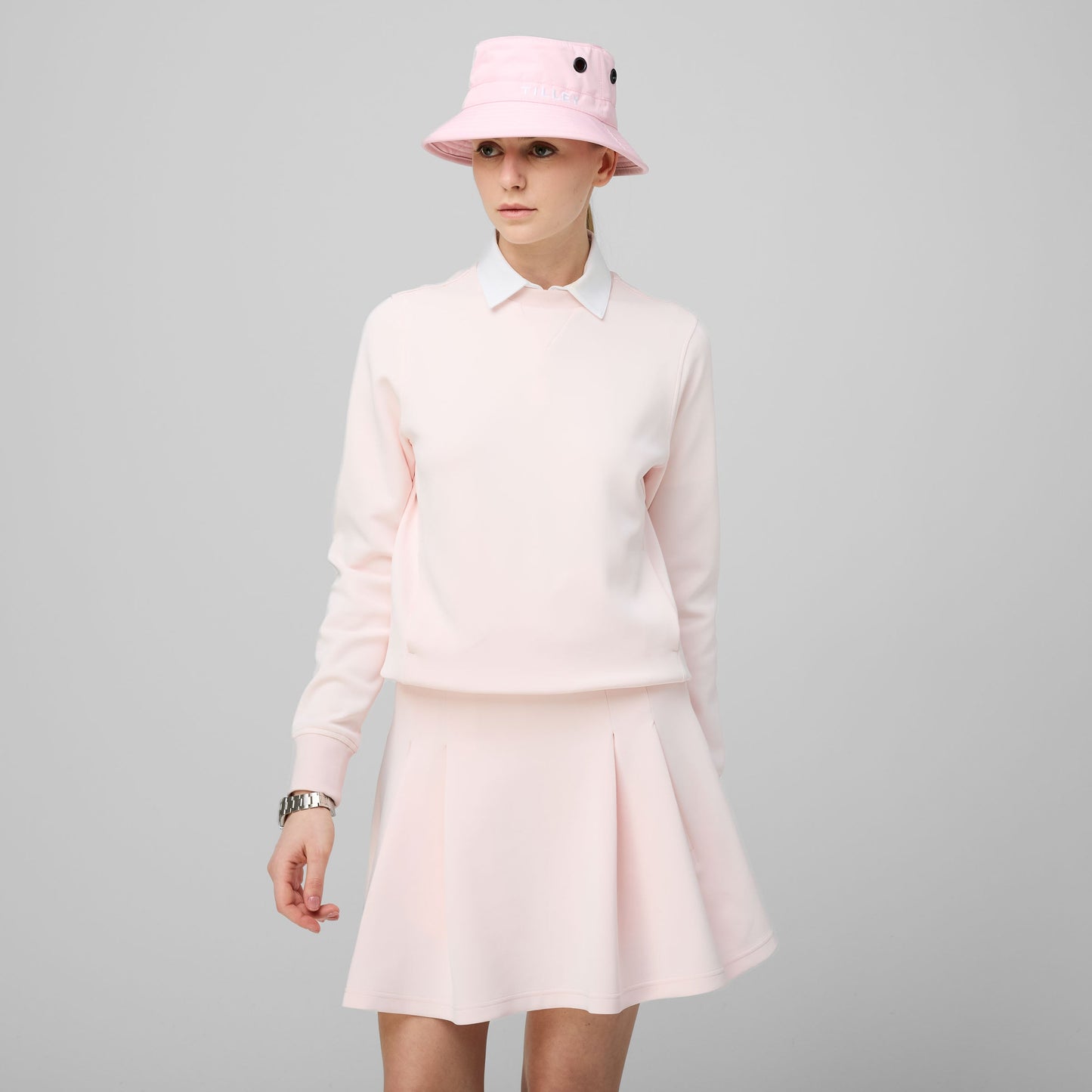 Striped Airloft Pleated Skirt - Barely Pink