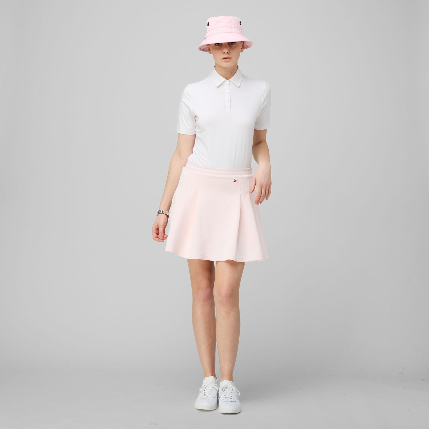 Striped Airloft Pleated Skirt - Barely Pink