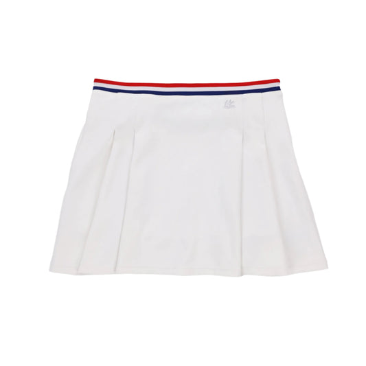 Striped Airloft Pleated Skirt - White/French Blue