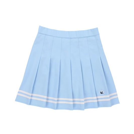 Ribbon Pleated Skirt - Powder Blue/White