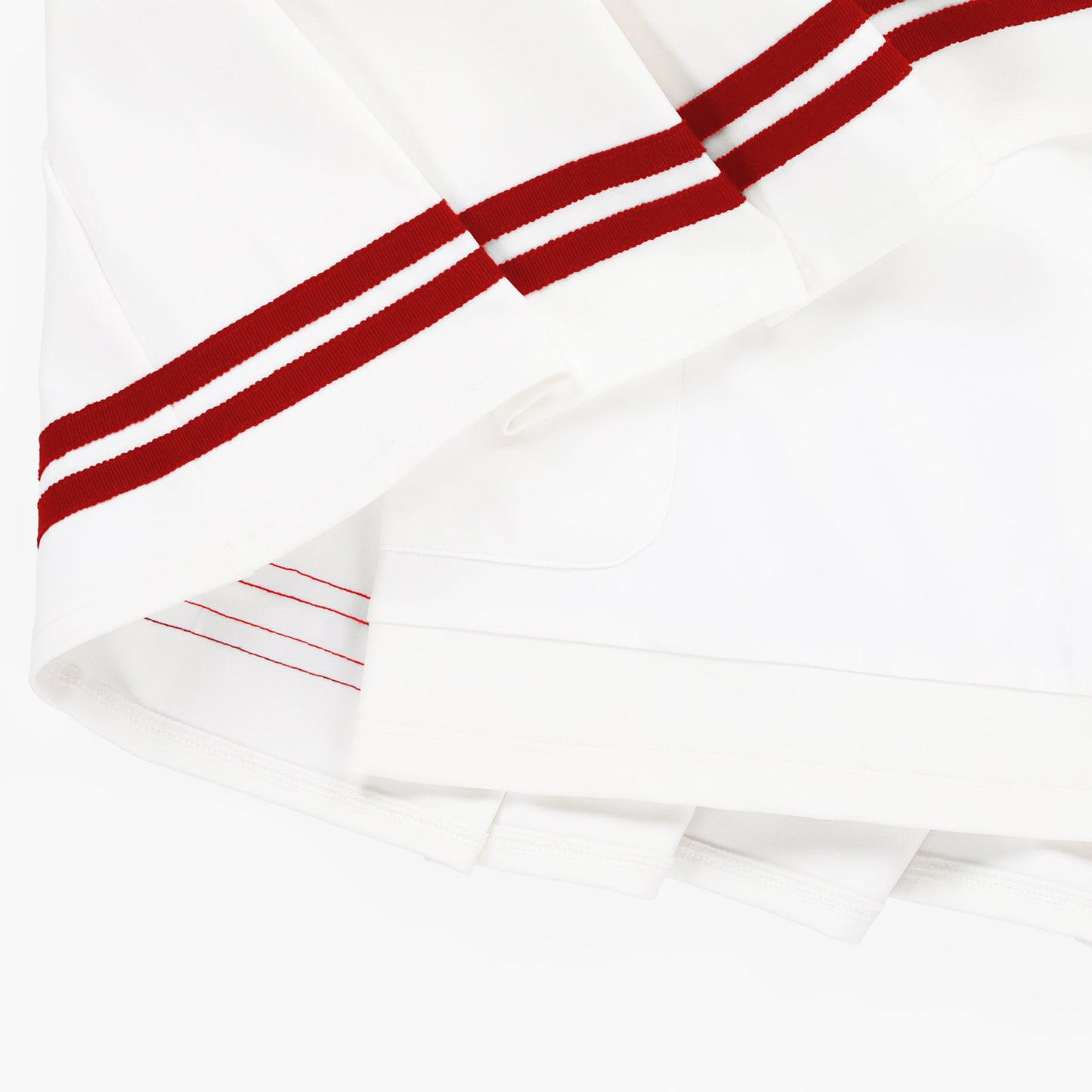 Ribbon Pleated Skirt - White/Sport Red