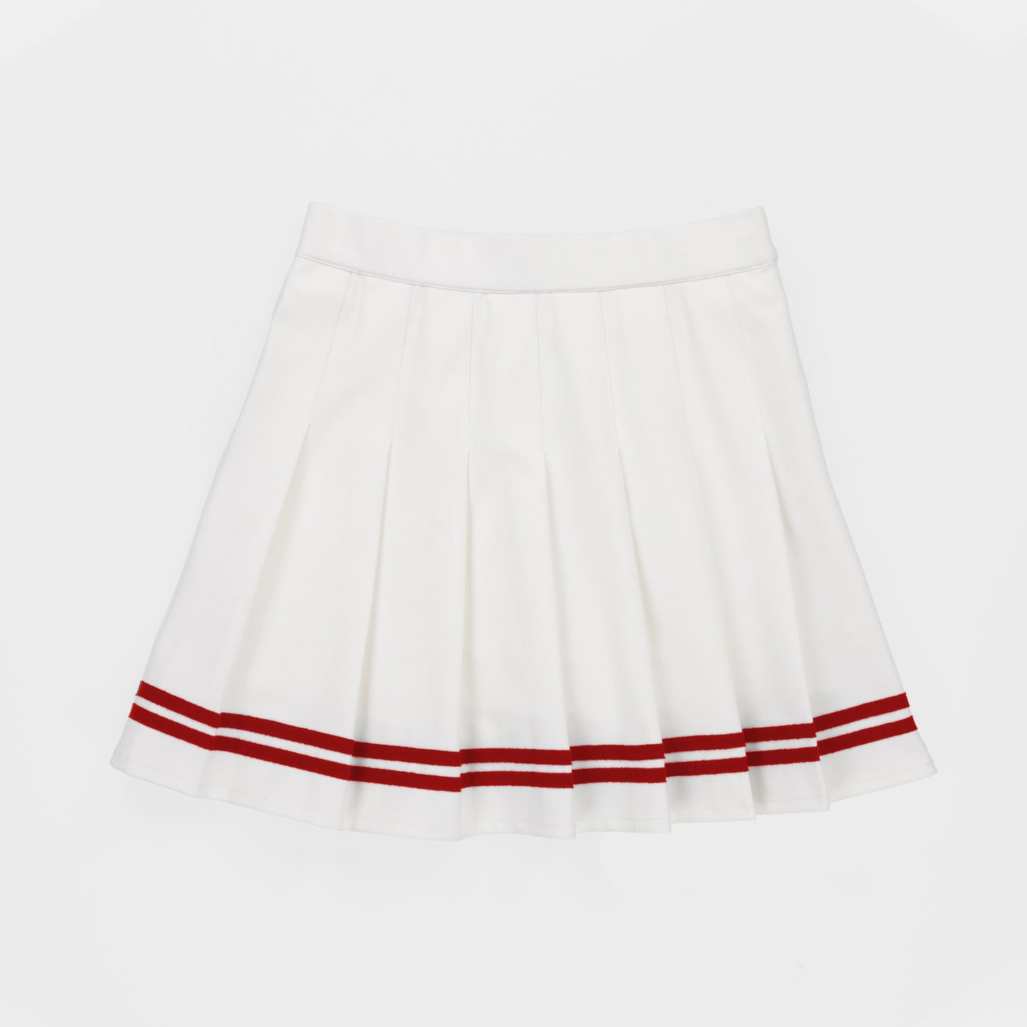 Ribbon Pleated Skirt - White/Sport Red