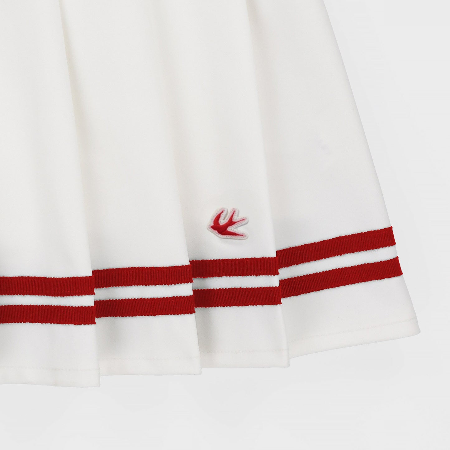 Ribbon Pleated Skirt - White/Sport Red