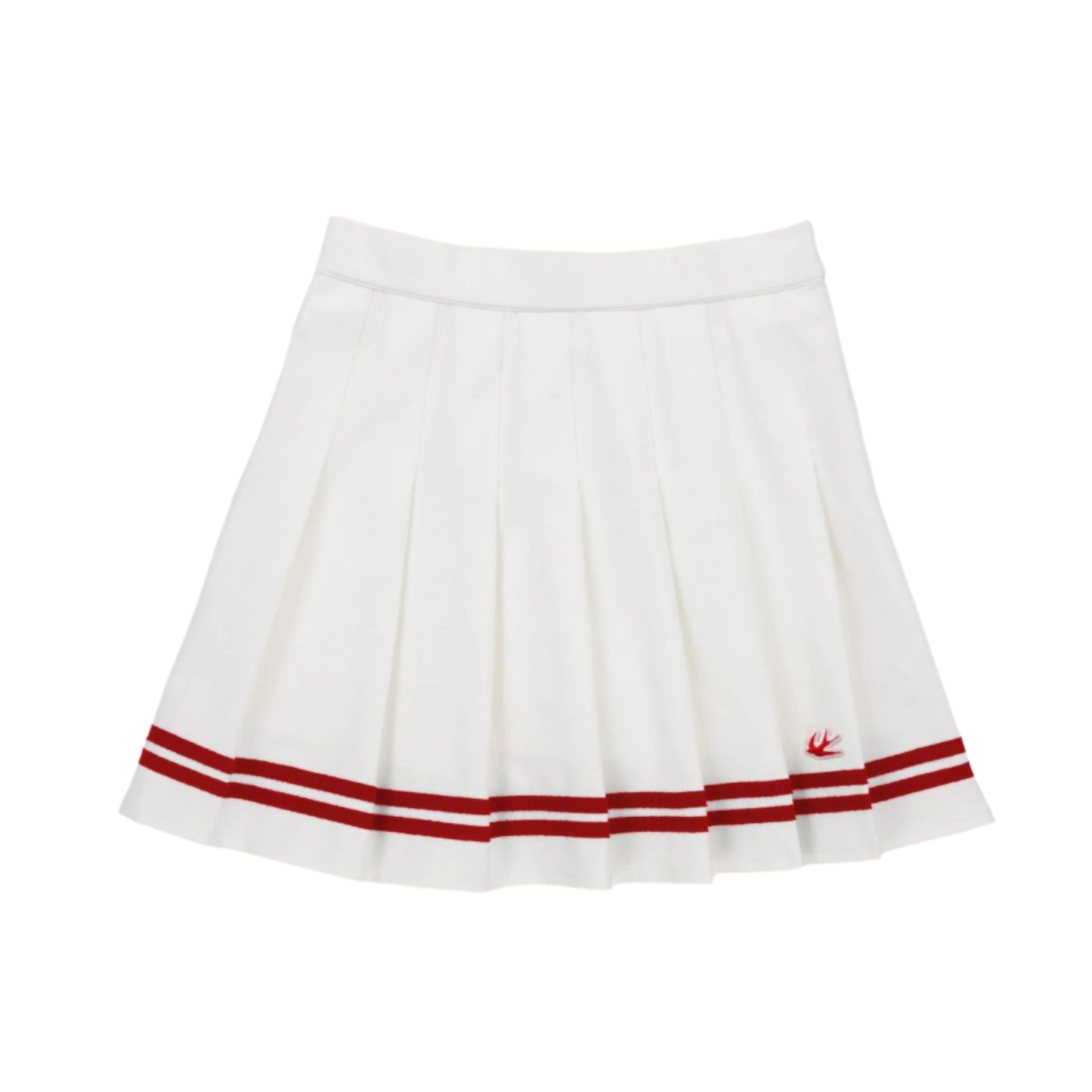 Ribbon Pleated Skirt - White/Sport Red