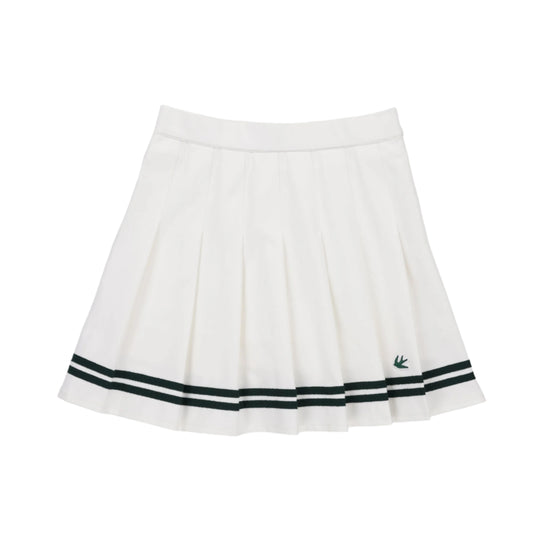 Ribbon Pleated Skirt - White/Pine