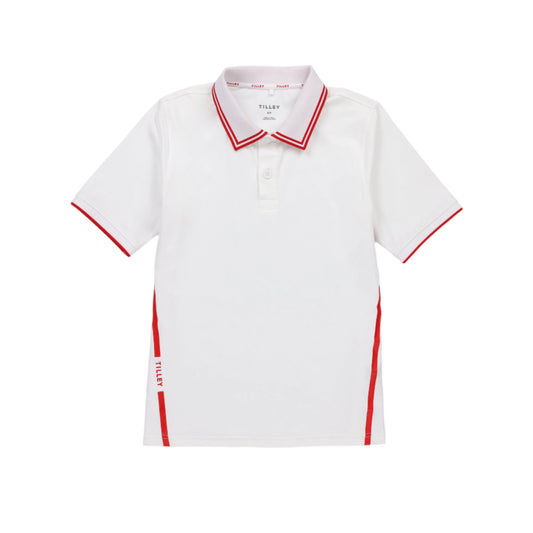 Tech Jersey Club Polo - White/Sport Red