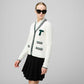 T Cardigan - White/Pine Green