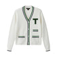 T Cardigan - White/Pine Green