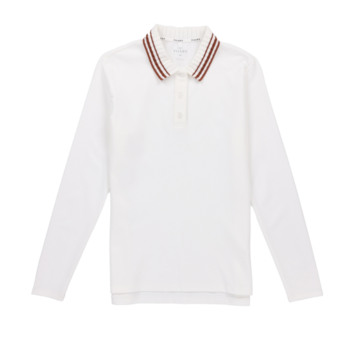 Long Sleeve Team Polo - White/Coffee