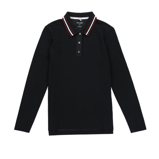 Long Sleeve Team Polo - Black/Wine