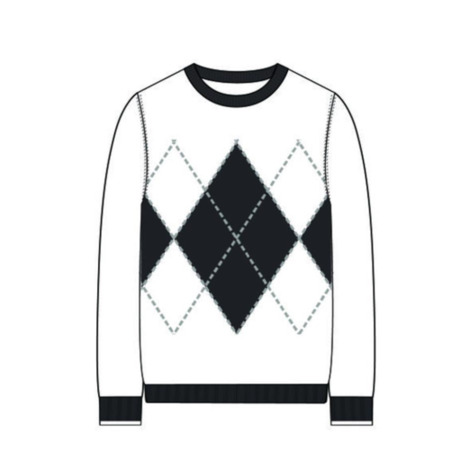 Argyle Classic Crew Sweater - White