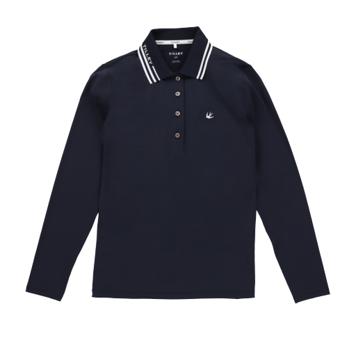 Womens Long Sleeve Polo - Navy