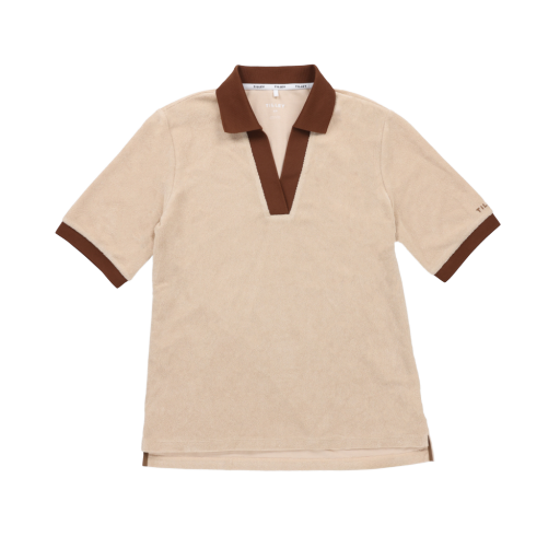 Terry Contrast Polo - Tan/Coffee