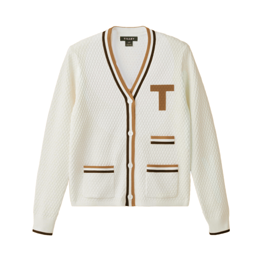 T Cardigan - Off White/Coffee/Toffee
