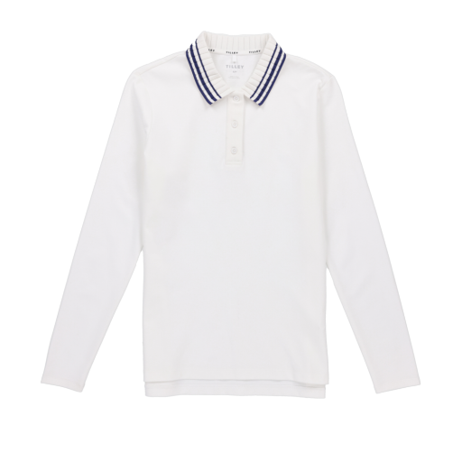 Long Sleeve Team Polo - White/Navy