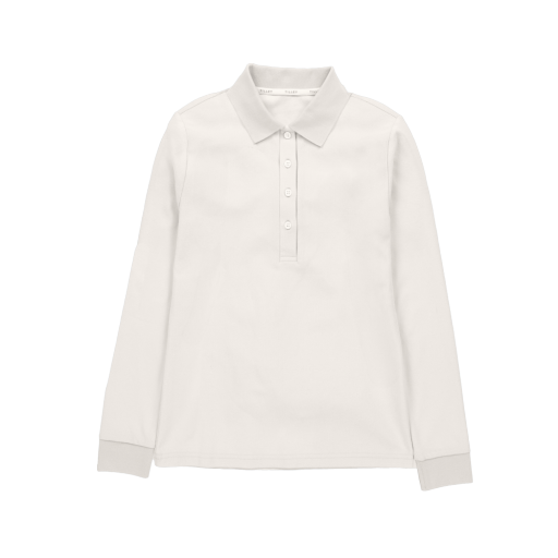 Long Sleeve Classic Pique Polo - Cream
