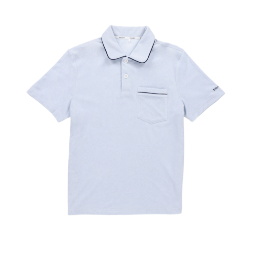 Terry Tipped Polo - Baby Blue/Navy