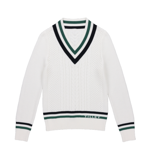 Womens Preppy Deep V Sweater - White