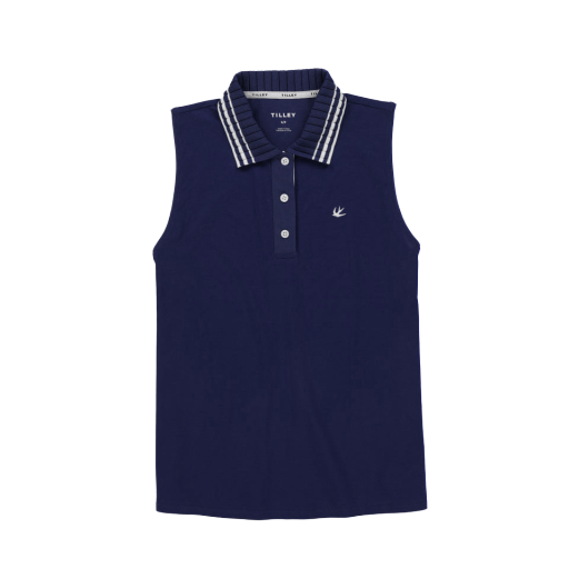 Supima Pique Sleeveless Polo - Navy/White