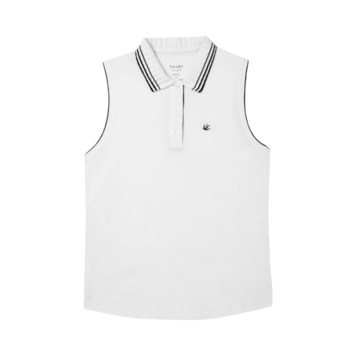 Supima Pique Sleeveless Polo - White/Black