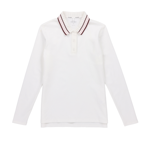Long Sleeve Team Polo - White/Wine