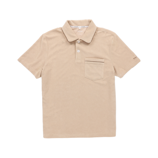 Terry Tipped Polo - Tan/Coffee