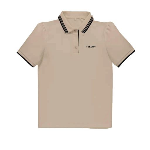 Preppy Pique Puff Sleeve Polo - Tan/Chocolate