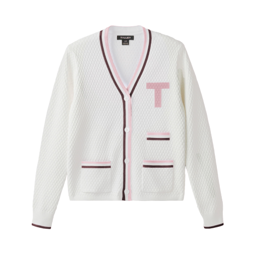 T Cardigan - White/Pink/Wine