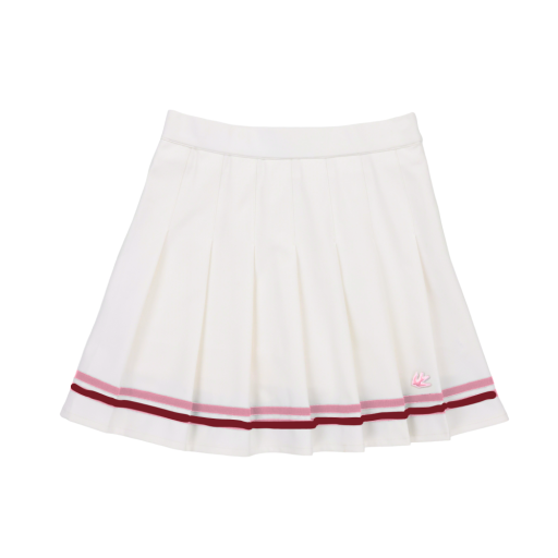 Ribbon Pleated Skirt - White/Pink