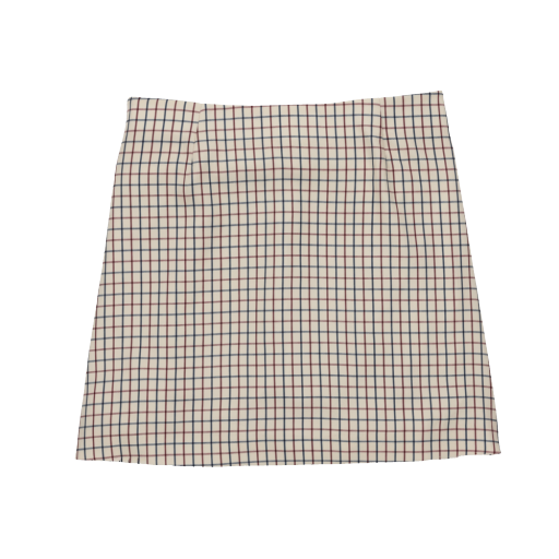 Retro Check A Line Skirt - Cream Check