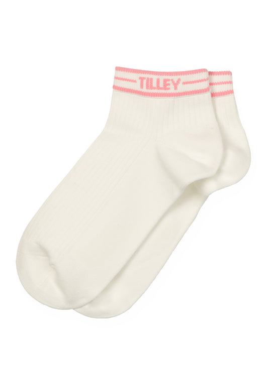 Tipped Ankle Sock - White/ Pink