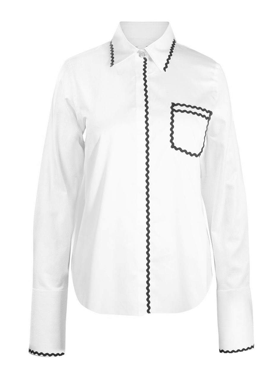 The Newport Ric Rac Shirt - White/Black