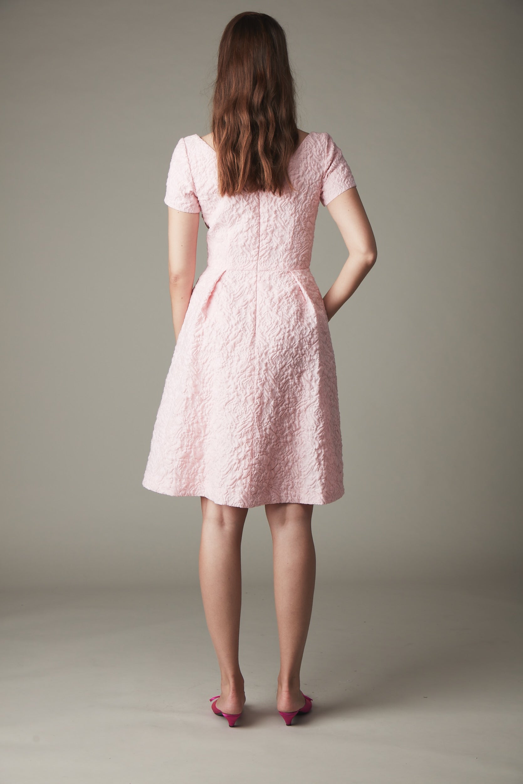 Short pink dress with hot sale sleeves