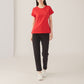 Best Essential T-Shirt with Embroidered Quatrefoil - Red Pink Tartan